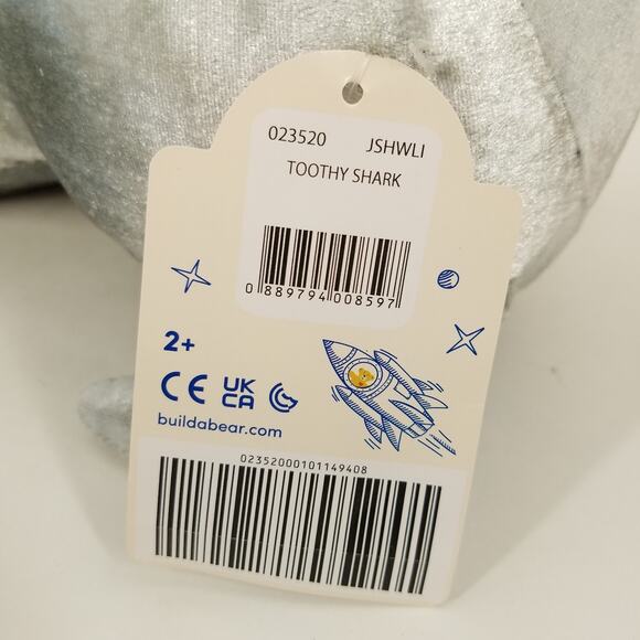 Build A Bear BAB Toothy Shark Plush 2023 Gray Stuffed Animal Great White Toy - Picture 7 of 13